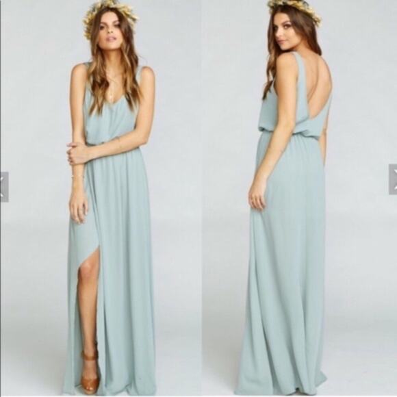 NWT Show Me Your Mumu Kendall maxi silver sage dress SMALL - Picture 1 of 4